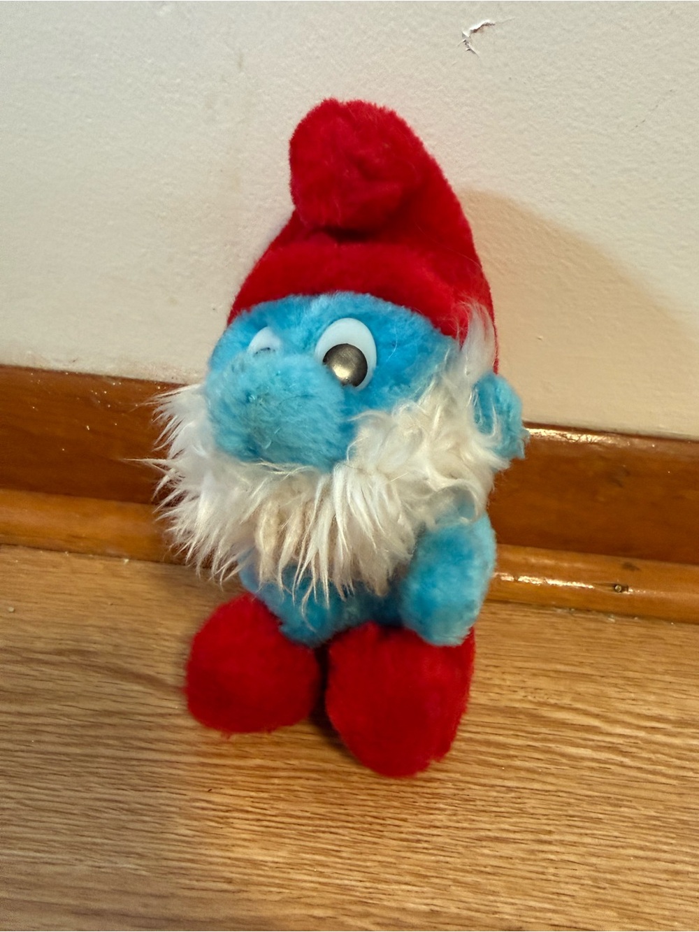 Vintage Papa Smurf 8" Plush Doll 1981 Peyo Wallace Berrie & Co Stuffed Animal